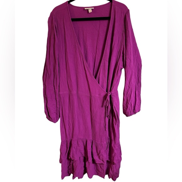 KNOX Rose Raspberry Verbena Long Sleeve
Wrap Dress 2X True Wrap Midi Length - Picture 2 of 4